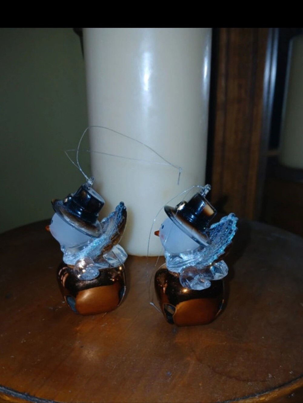 Lot of 2 Vintage Jingle Buddies Pilgrim Snowman Bell Ornaments - Picture 3 of 7